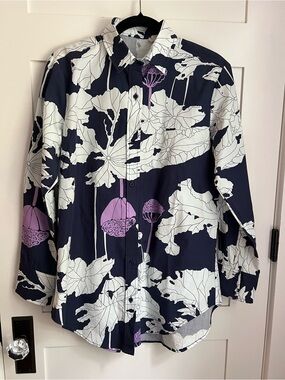 Maude Vivante Navy Floral Tunic Shirt EUC M